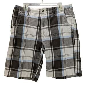Arizona Shorts Mens 34 Chino Brown White Plaid Y2K Vintage Preppy Skater Baggy